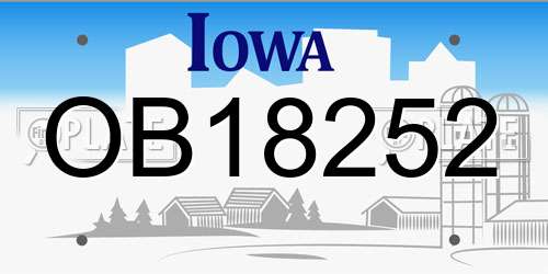 OB18252 Iowa License Plate