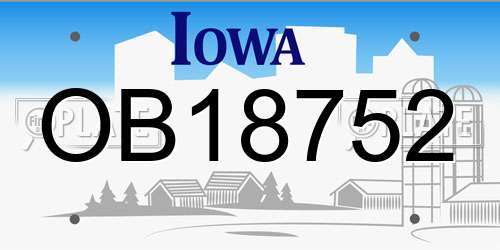 OB18752 Iowa License Plate