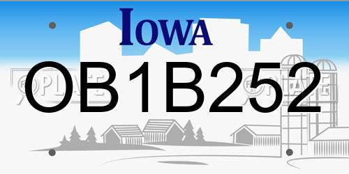 OB1B252 Iowa License Plate