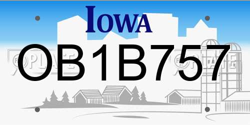 OB1B757 Iowa License Plate