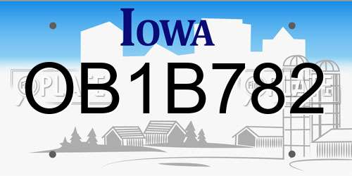 OB1B782 Iowa License Plate