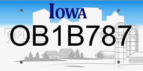 OB1B787 Iowa License Plate
