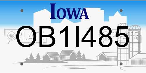 OB1I485 Iowa License Plate