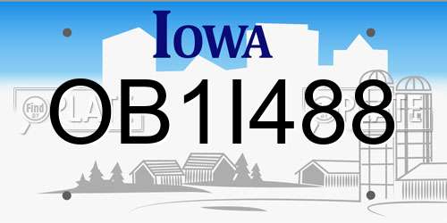 OB1I488 Iowa License Plate