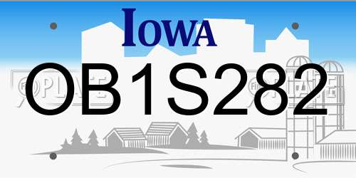 OB1S282 Iowa License Plate
