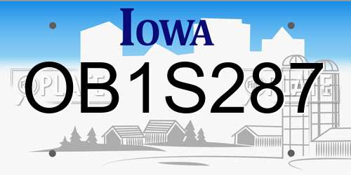 OB1S287 Iowa License Plate