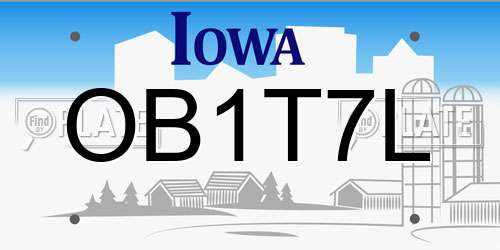 OB1T7L Iowa License Plate