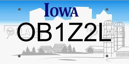 OB1Z2L Iowa License Plate