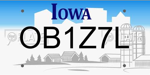 OB1Z7L Iowa License Plate