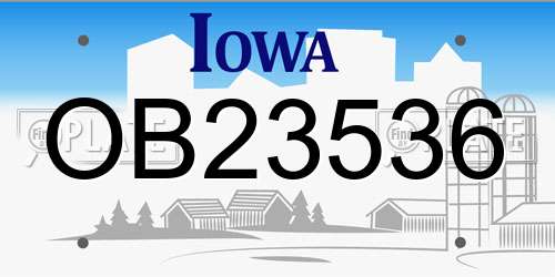 OB23536 Iowa License Plate