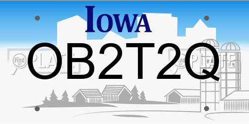 OB2T2Q Iowa License Plate