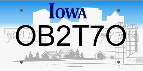 OB2T7O Iowa License Plate