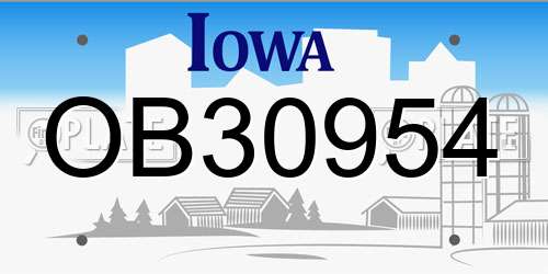 OB30954 Iowa License Plate