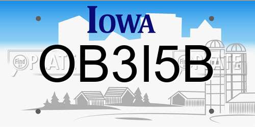 OB3I5B Iowa License Plate