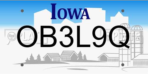OB3L9Q Iowa License Plate