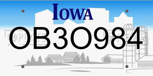 OB3O984 Iowa License Plate