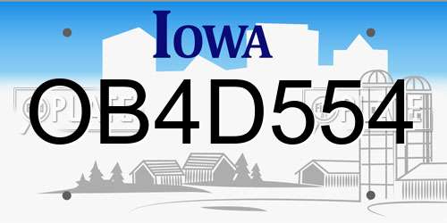 OB4D554 Iowa License Plate