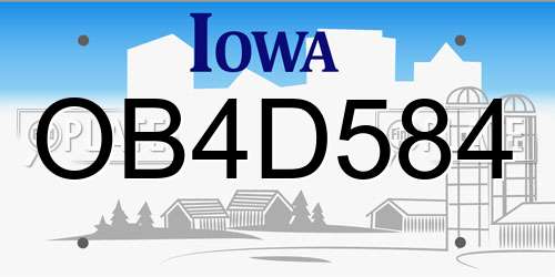 OB4D584 Iowa License Plate