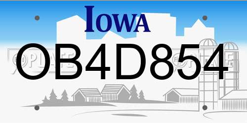 OB4D854 Iowa License Plate