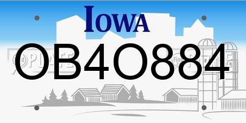 OB4O884 Iowa License Plate