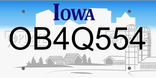 OB4Q554 Iowa License Plate