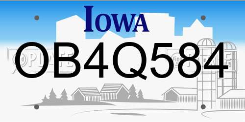 OB4Q584 Iowa License Plate