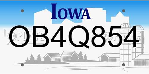 OB4Q854 Iowa License Plate