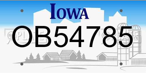 OB54785 Iowa License Plate