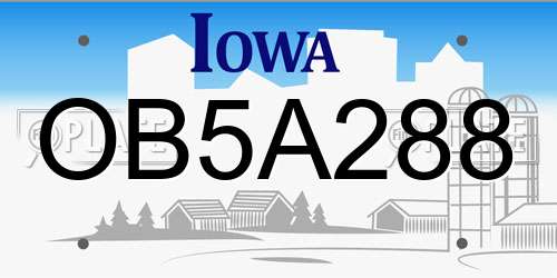 OB5A288 Iowa License Plate