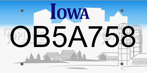 OB5A758 Iowa License Plate