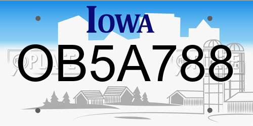 OB5A788 Iowa License Plate