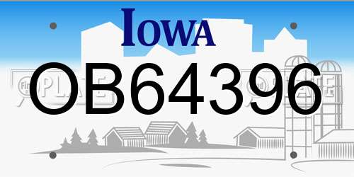 OB64396 Iowa License Plate