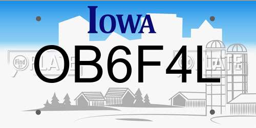 OB6F4L Iowa License Plate