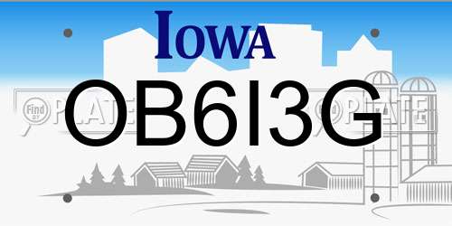 OB6I3G Iowa License Plate