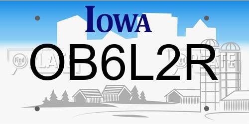 OB6L2R Iowa License Plate