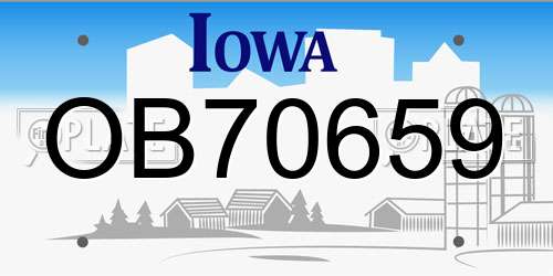 OB70659 Iowa License Plate