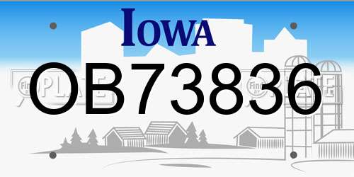 OB73836 Iowa License Plate