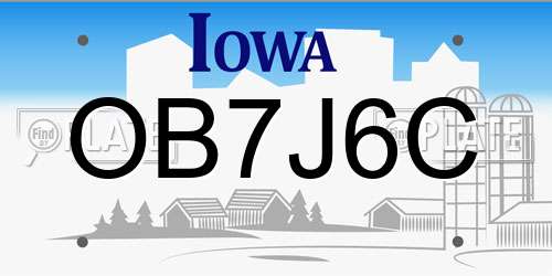 OB7J6C Iowa License Plate