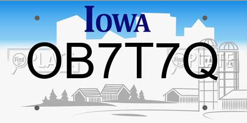 OB7T7Q Iowa License Plate