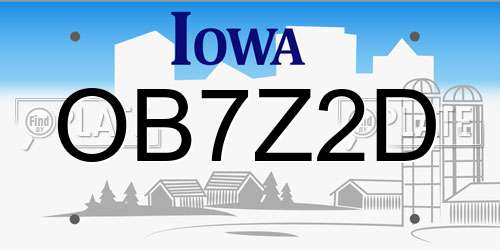 OB7Z2D Iowa License Plate