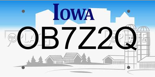 OB7Z2Q Iowa License Plate