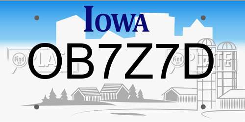 OB7Z7D Iowa License Plate