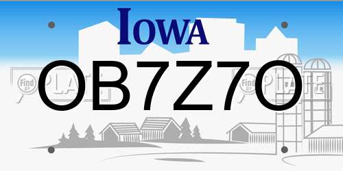OB7Z7O Iowa License Plate