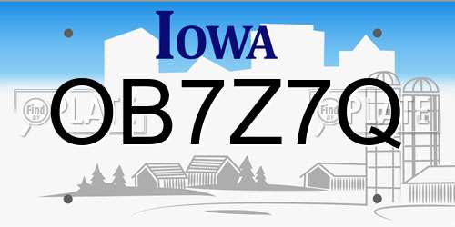 OB7Z7Q Iowa License Plate