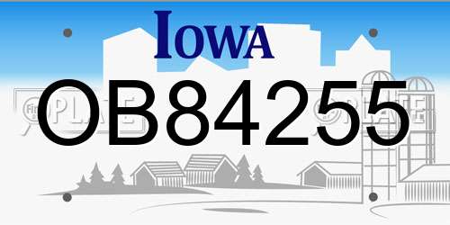 OB84255 Iowa License Plate
