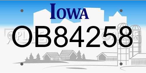 OB84258 Iowa License Plate