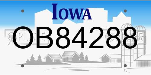 OB84288 Iowa License Plate