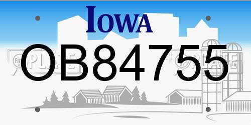 OB84755 Iowa License Plate