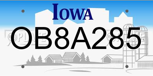 OB8A285 Iowa License Plate