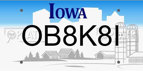 OB8K8I Iowa License Plate